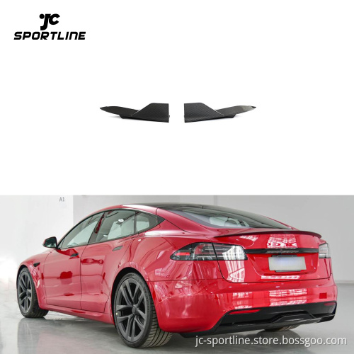 Carbon Fiber Rear Bumper Splitters for Tesla Model S Plaid 2021-2023